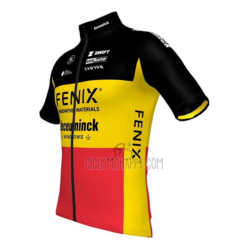 Deceuninck Quick Step Cycling Jersey Bib Short 2023 Short Sleeve Yellow Red